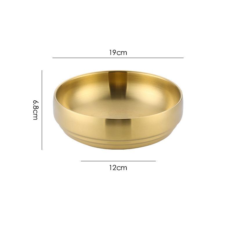 Stainless Steel Double Layer Noodle Bowl Gold Silver Salad Soup Heat Insulation Stainless Steel Noodle Bowl Large Gold Bowl