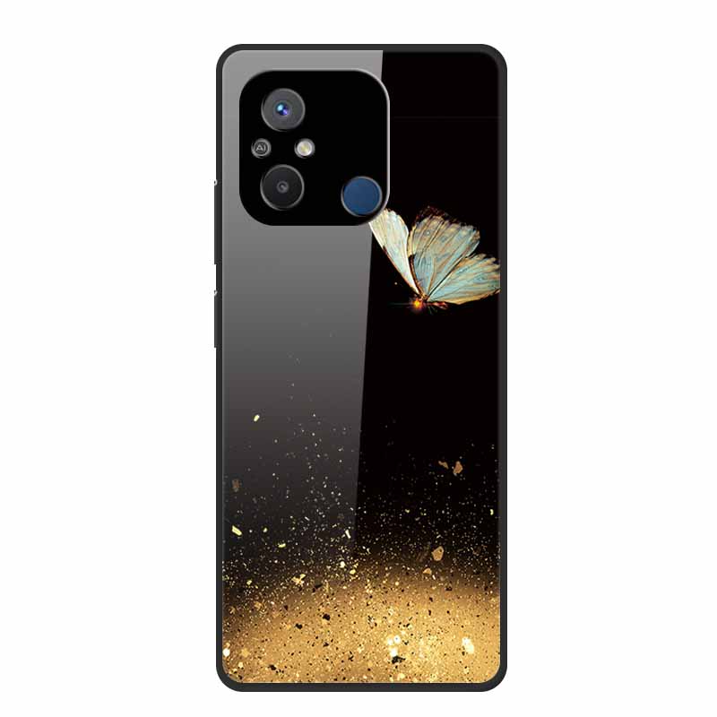 Gehärtetes Glas Case für Redmi 12C Rückabdeckung Hartschalen Case für Xiaomi Redmi 12C 4G Handyhülle Redmi12C Fundas 22120RN86G Cooler Stoßfänger