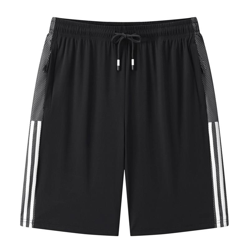 

Шорты из ледяного шелка, мужские свободные повседневные брюки больших размеров, спортивные быстросохнущие шорты, универсальные шорты L чёрный