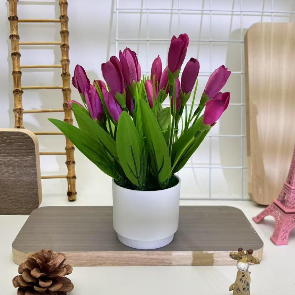 Tulip Faux Potted Plant Decorative Greenery For Party Decorations And Hospitality Settings