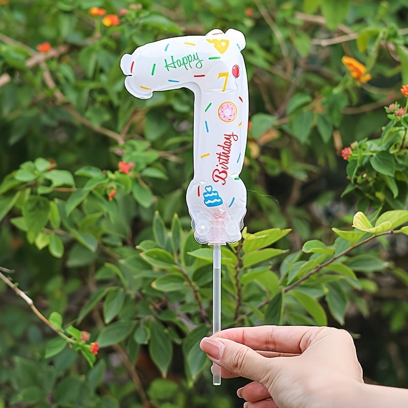 1pc Cake-Decorated Digital Balloon, for Bathing, Cake Decoration, Birthday Festival Number Flag, Handheld Aluminum Film Balloon Group Number Birthday