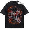 Classic Anime Bleach Zaraki Kenpachi Graphic Print Tee Men Women Retro Washed Cotton Tshirt Loose Casual Harajuku Oversized Top