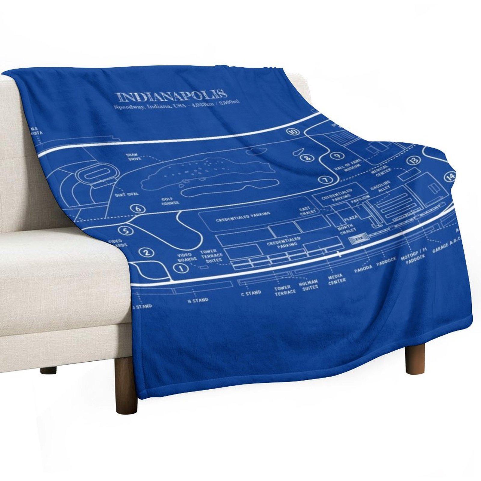Indianapolis Motor Speedway (White Stencil-No Background) Throw Blanket warm winter Decorative Sofa anime Blankets 30x40in