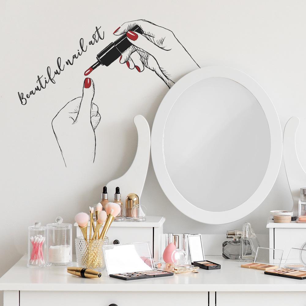 Simple Sketches with Nail Polish on Both Hands for Bedroom Dressing Room Decoration and Beautification Wall Stickers