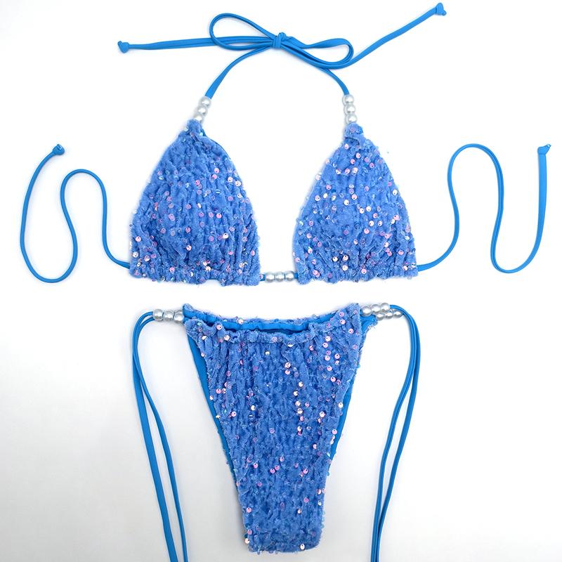 

Sexy Micro Tie Bikini Women Inspired Swimwear Female Swimsuit Two-pieces Bikini Set Bather Bathing Suit S синий