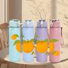 1PC Fresh Orange Citrus Fruit Layout 750ml Color Plastic Sports Water Bottle Leakproof Flip Straw Lid For Sports Office Home Use