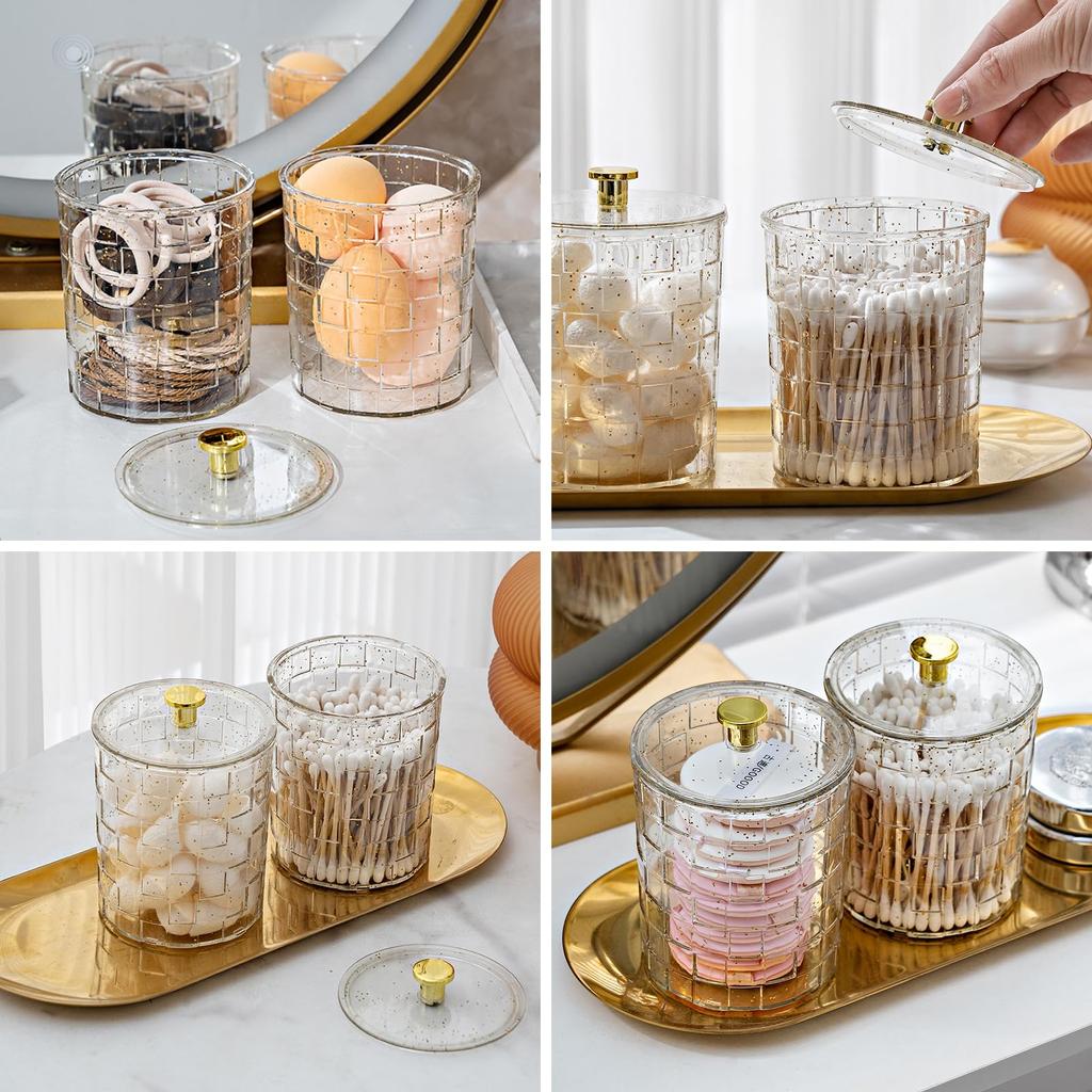 Kosmetik-Make-up-Organizer, Schreibtisch-Aufbewahrungsbox, Qtip-Halter, Spender für Wattebällchen, Wattestäbchen, runde Wattepads fürs Badezimmer
