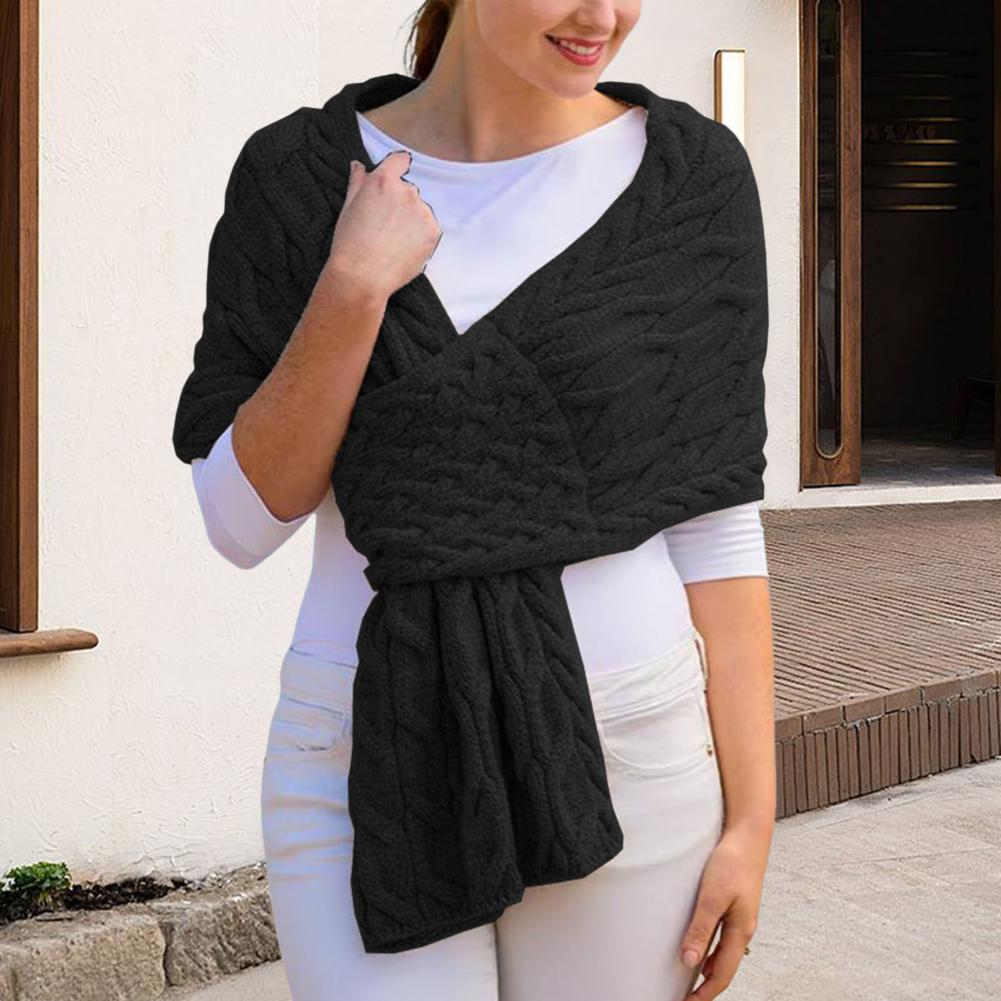Cozy Knit Scarf Winter Warm Women's Scarf Shawl Collection Solid Color Thickened Knitted Scarf Long Large Scarves for Office
