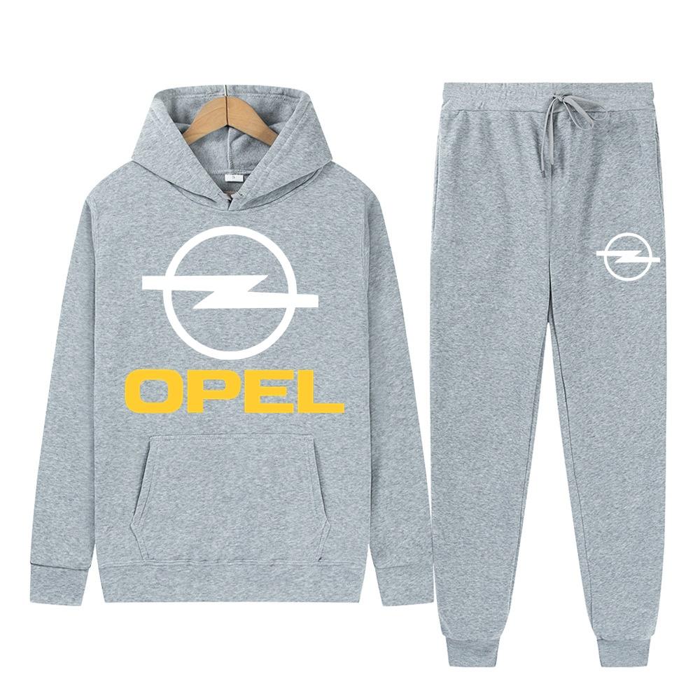 Men's Women 2Pcs Sets Fleece Sweatshirt Hoodies Pants OPEL Car Male Sportswear Tracksuits Unisex Ensemble Homme