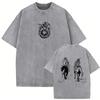 Washed Vintage Anime Jojo Bizarre Adventure Steel Ball Run Diego Brando Graphic Tshirt Men Women Manga Retro Oversized T Shirts