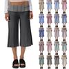 Womens Fold Over Cropped Pants Flared Bottom Fold Over Sweatpants Low Yoga Strechy Casual Wide Leg Sweatpant
