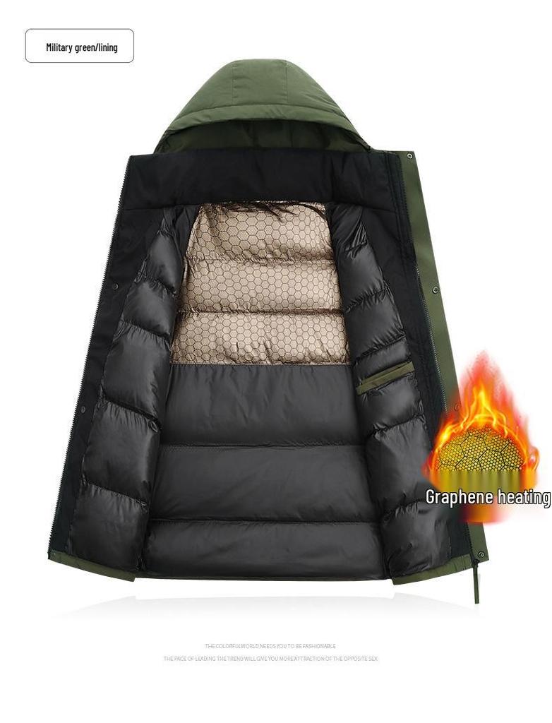 Herren Winter Graphen Baumwolle Verdickte Jacke: Plus Samt, Winddicht, Wasserdicht, Warm, Kälteschutz-Außenbekleidung für das Bergsteigen