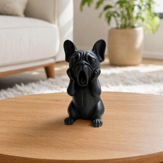 3D Printed French Bulldog Figurine Screaming Dog Decorative Sculpture Puppy Statue for Car