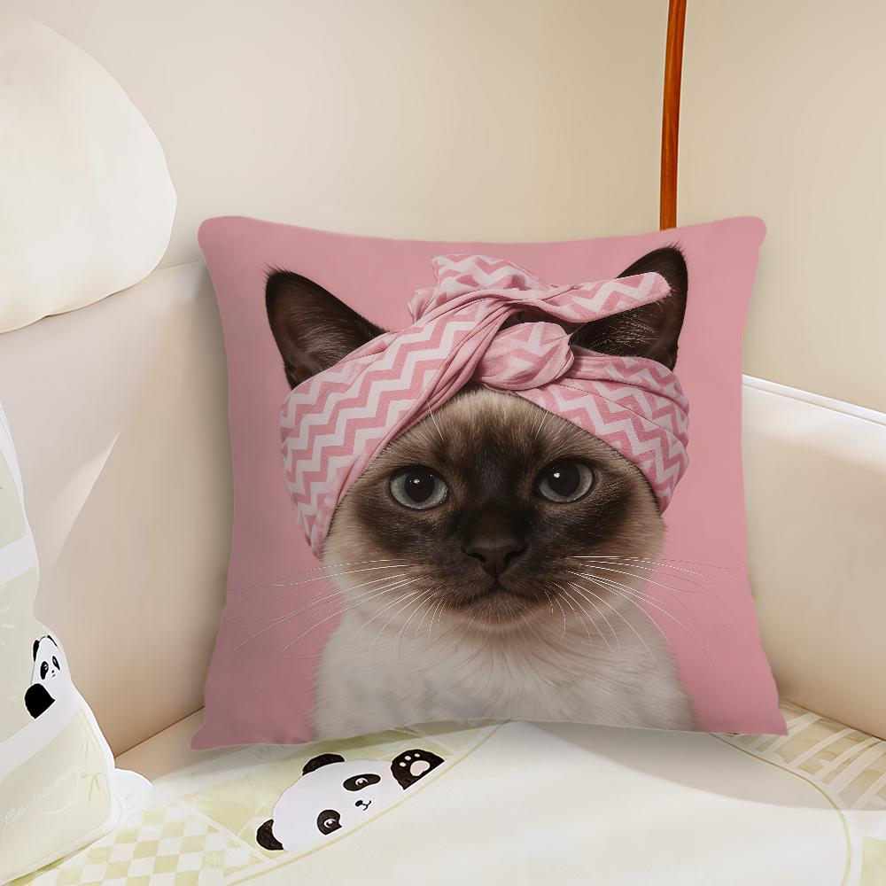 Pink cute Cat cushion cover Pillow Case Plush Fabric Soft Double Sided Print Sofa Cushion Cover Throw Pillow Covers
