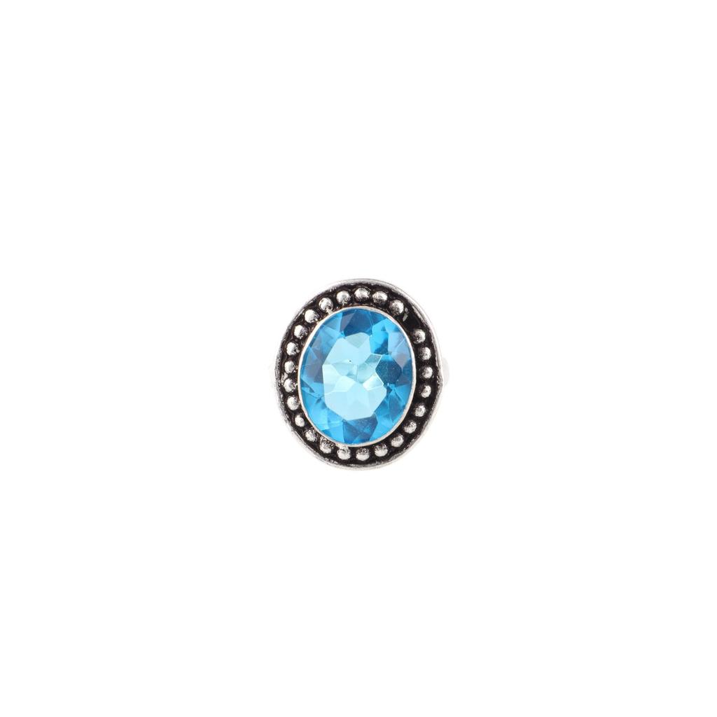 Swiss Blue Topaz Gemstone 925 Sterling Silver Jewelry Handmade Ring Gift For Mom RR-62-7