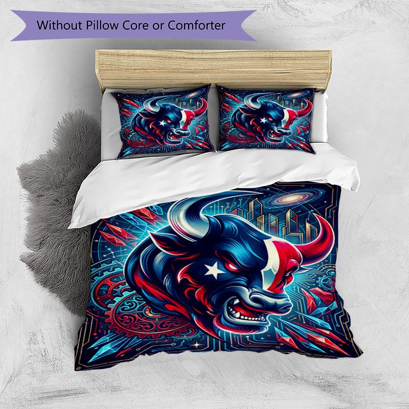 Conjunto de capa de edredom 3 peças (1*Capa de edredom + 2*Fronha, sem núcleo), Conjunto de Roupa de Cama com Estampa da NFL, Decoração de Quarto, Para Todas as Estações, Presente de Aniversário