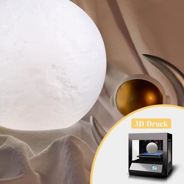 Lampe Lune - CPROSP - 15cm - 16 Couleurs - Rechargeable USB - Interrupteur Tactile