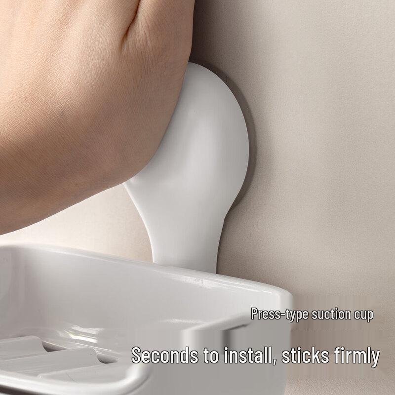 LIEI No-Drill Double-Layer Suction Cup Soap Dish