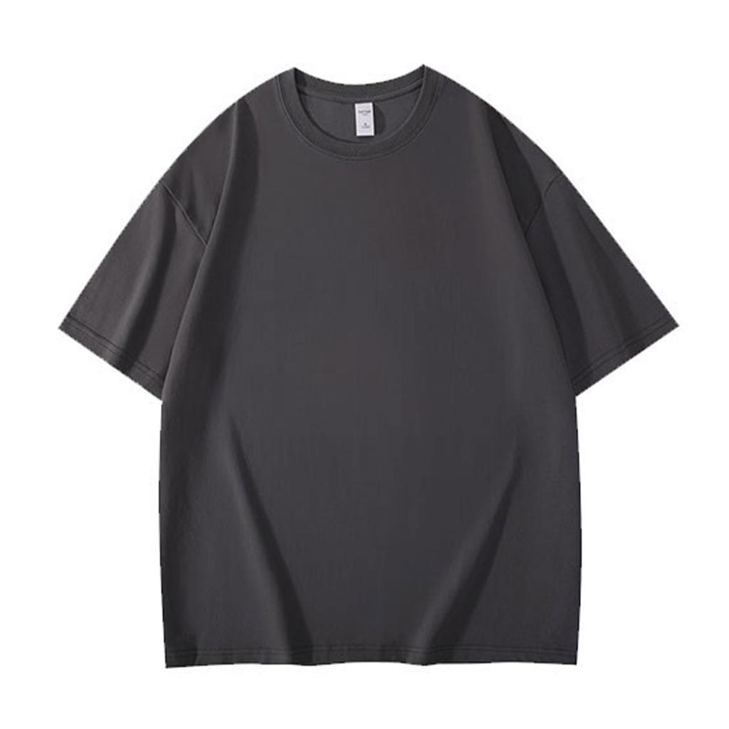 100% Cotton 300g Heavyweight Short-Sleeve T-Shirt For Men And Women Summer Round-Neck Solid Color Loose Fit Plus Size Student Casual Top