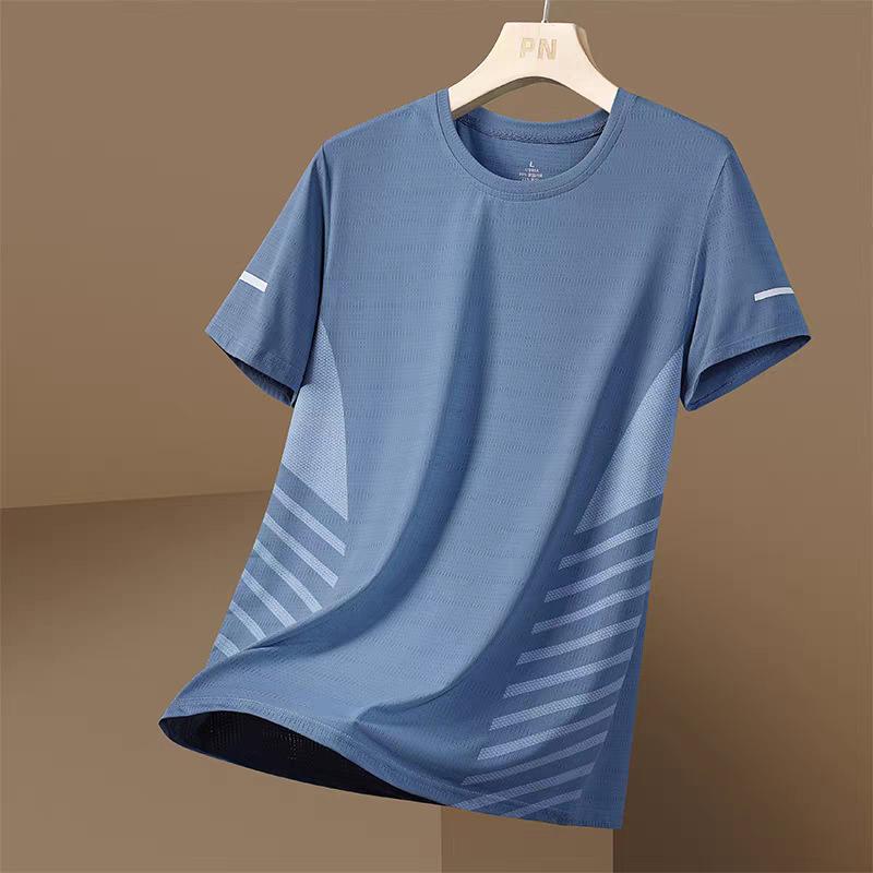 Summer Running Sport Tee Fashion Quick Dry Material Short Sleeves Tops Casual O-neck Loose T-shirt Outdoor Fitness Men's T Shirt