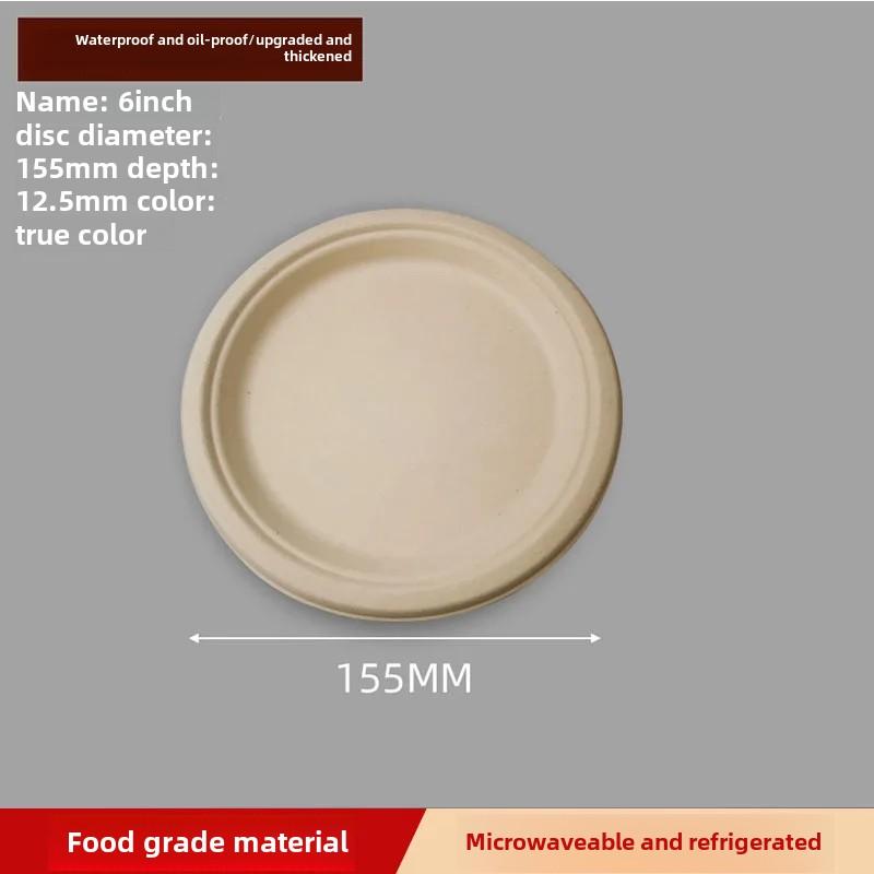 Disposable Paper Plate Halloween Birthday Party Decoration Sugarcane Pulp Disk,Picnic Party Food Plate 6 " 7" 8 " 50Pcs White