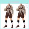 Stilvolle deutsche Oktoberfest-Kleidung Herren Fawn-Print Khaki Kariertes Kostümset