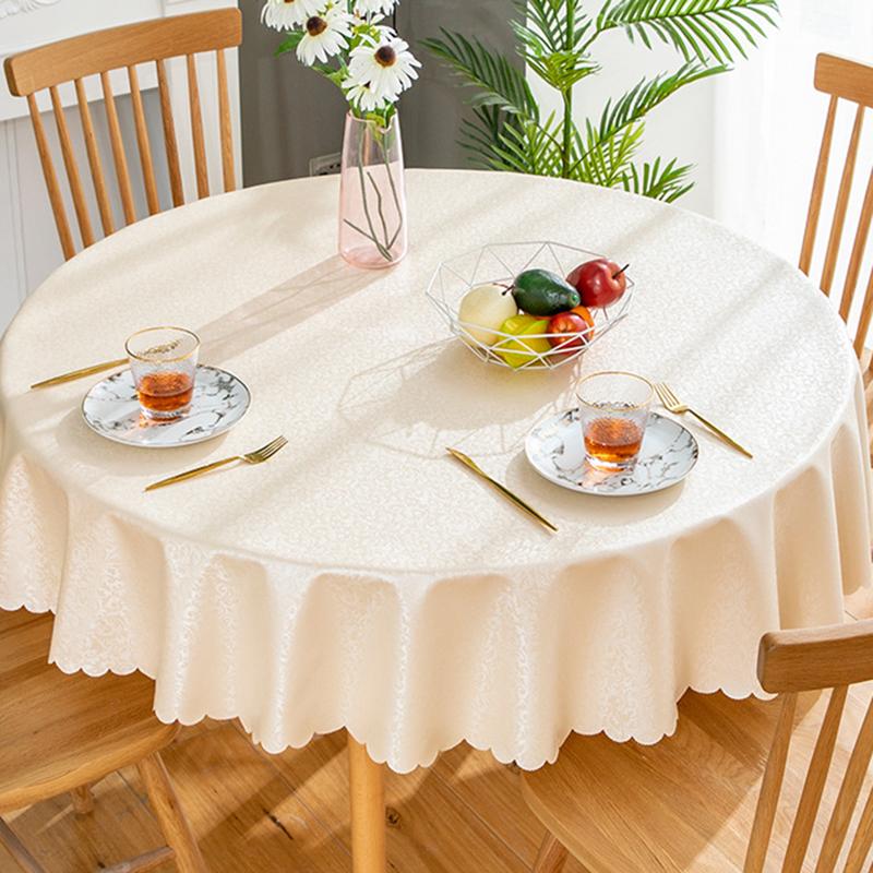 Round PVC Tablecloth Waterproof Insulate Plastic Oilproof Printed Pattern Wedding Party Restaurant White Table Cloth Decoration