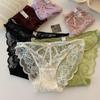 Slightly Tipsy Love - Purple Lace Low-Waist Breathable Cotton Panties with Cross Cutout