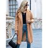 Ladies', Medium Length, Lapel, Woolen Jacket, Long Sleeved, Solid Color, Loose Fit, Casual Jacket