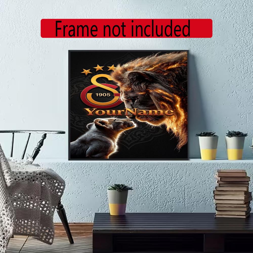 Galatasaray Personalized Name Round Diamond Painting Kit Diamond Embroidery Painting Rhinestones Mosaic Frameless Handwork Decoration Arts