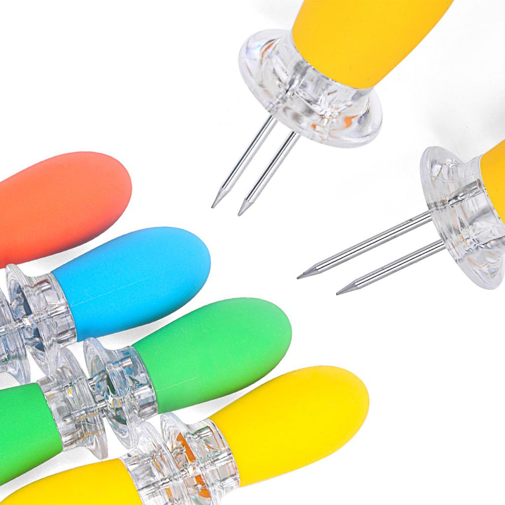 4PCS Barbecue Corn Needle Grilling Stainless Steel Corn Cob Holders Reusable BBQ Sweetcorn Holders