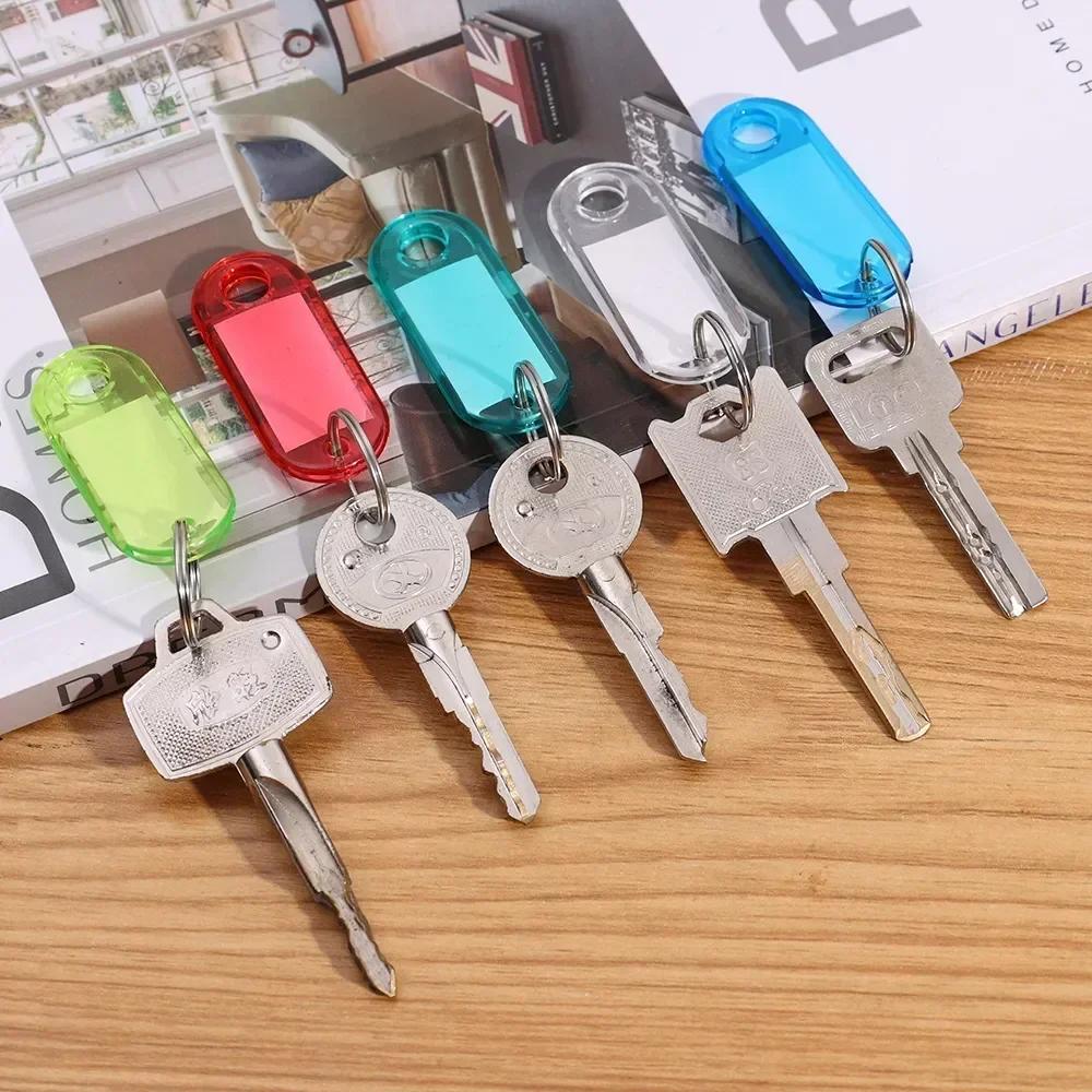10-100pcs/lot Tough Plastic Key Tags with Split Ring Label Window for DIY Key Chain Kit Numbered Name Baggage Luggage Tags