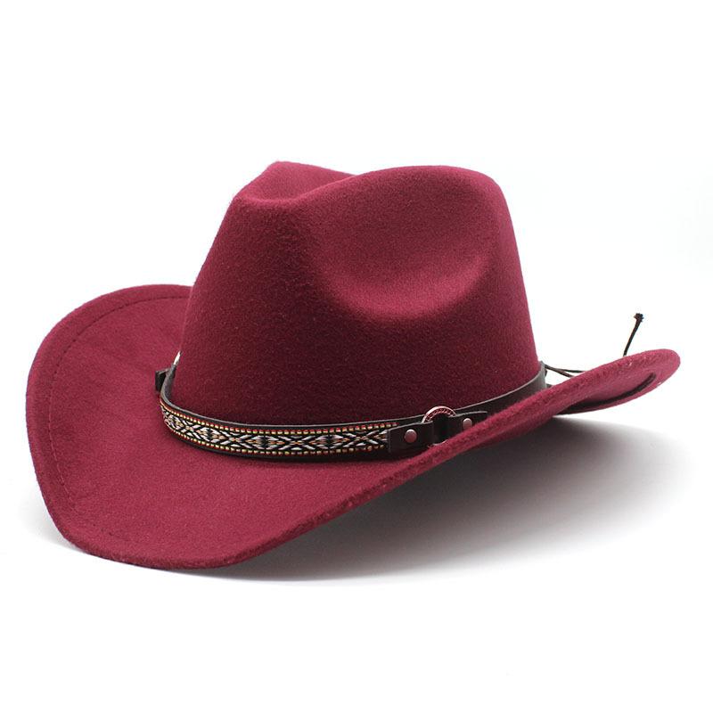 Western Cowboy Hat Woolen Top Hat Big Edge Jazz Felt Hat 10 Colors