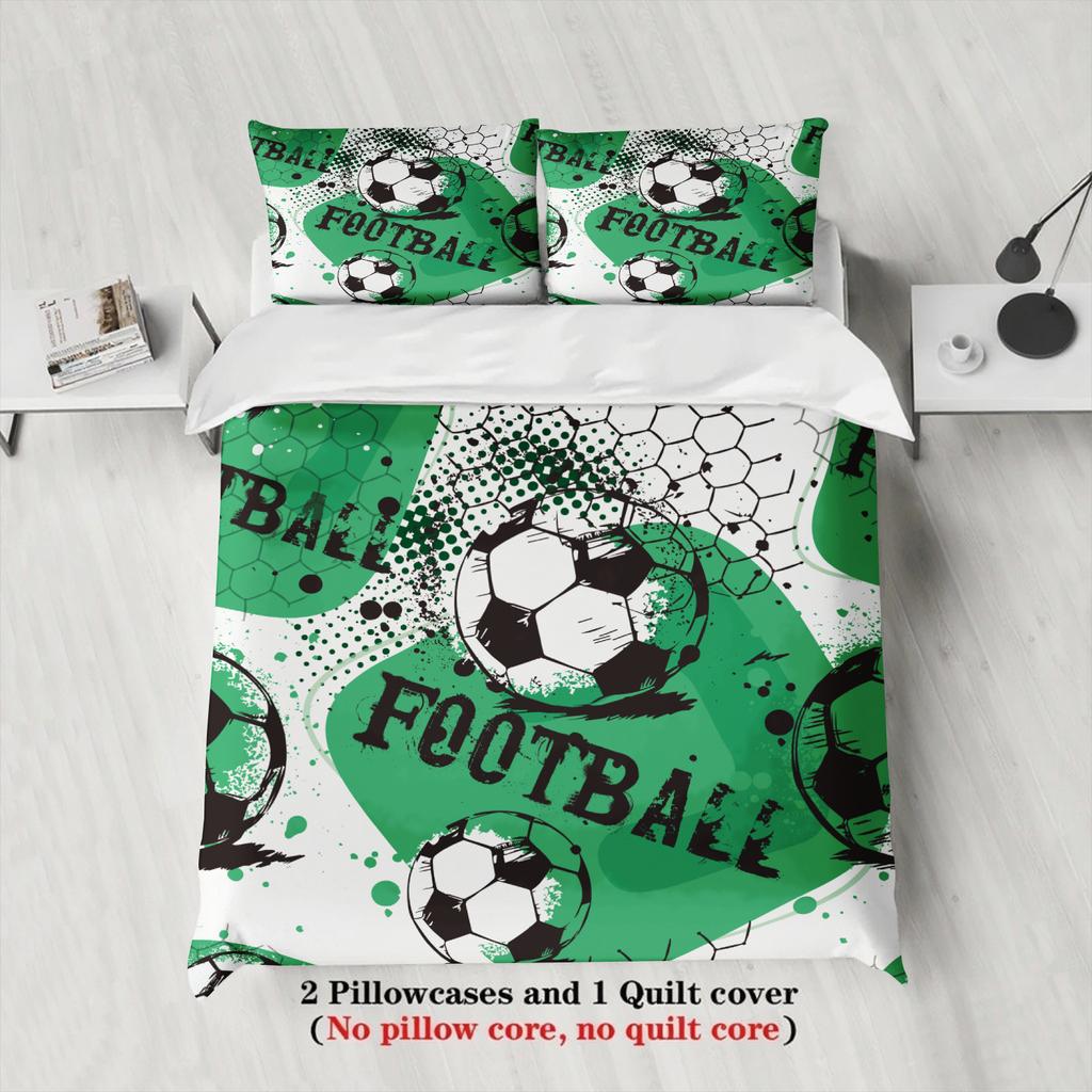 3pcs Bedding Set Cartoon Football 3D PrintED Brushed Comfortable Duvet Cover King Queen Twin Single Size Bithday Gift Room Decor
