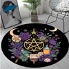 Floral Moon Phase Circular Rug - Office Decorative Carpet For Living Room Bedroom Door Mat Floor Rug Computer Chair Area Rug