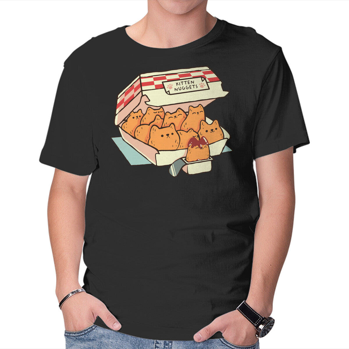 Unisex Crew Neck T-Shirt Kitten Nuggets Graphic Short Sleeve Casual Tee XXXXL