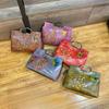 Chinese Literary Artistic National Style Women's Handbag for Cheongsam 2024 New Retro Embroidery Embossing Small Square Clutches Bag Ladies Dinner Bag