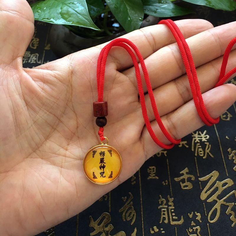 

Children Portable Wear Binding Sweater Chain Male Pendant Round Shurangama Curse Sandalwood Red Lanyard