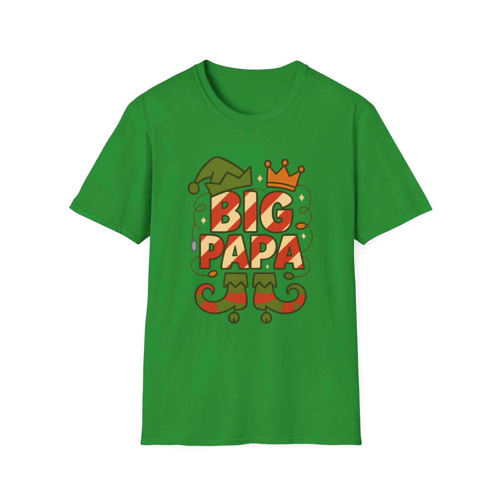 Unisex Softstyle T-Shirt Mens Womens Tees Top Big Papa Elf Candy Cane Crown Christmas Holiday 2XL