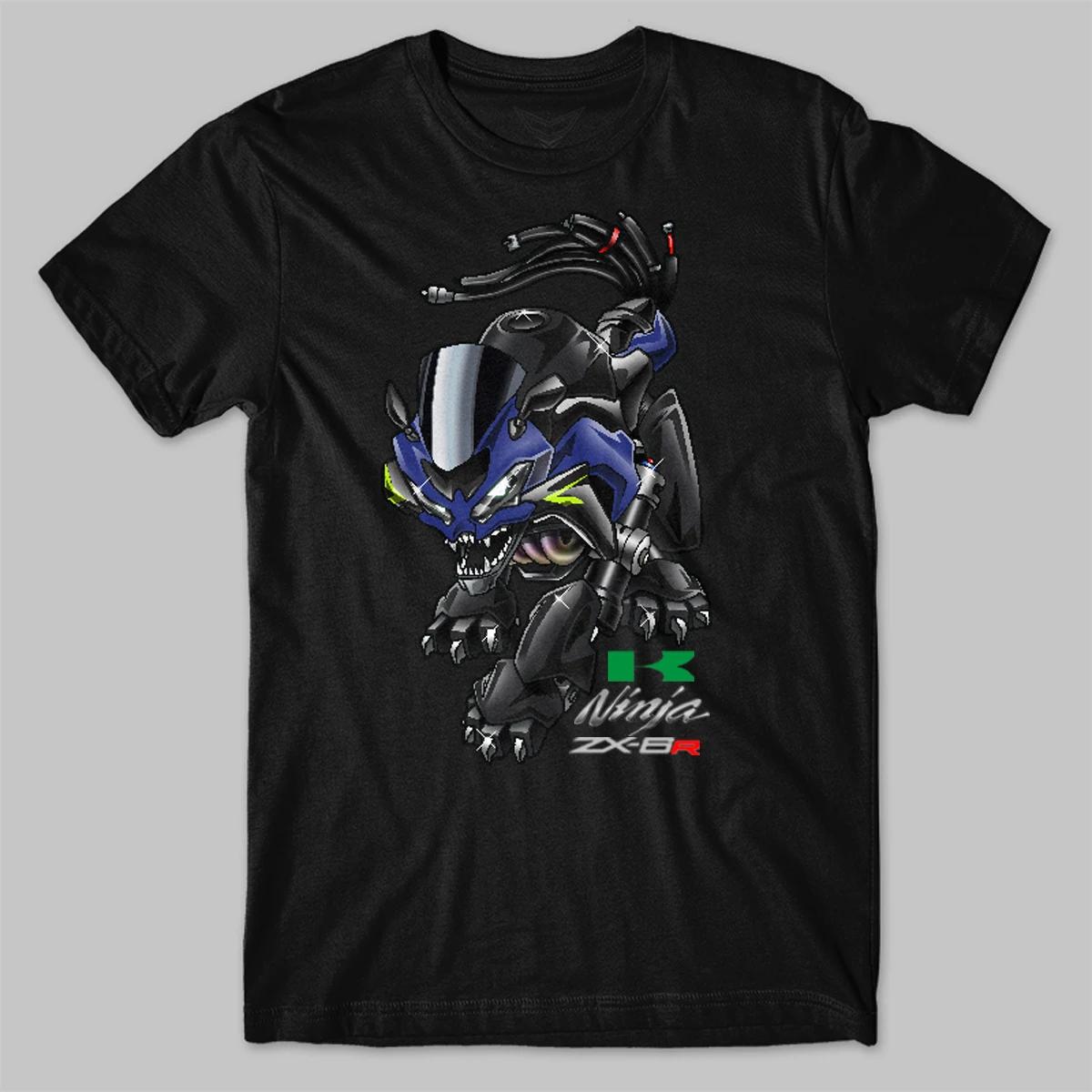 

Классический японский мотоцикл Ninja ZX6R Волк Вдохновение Футболка 100% Хлопок Круглый вырез Короткий рукав Повседневная мужская футболка Размер S3XL S