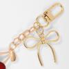 Elegant Pastoral Gold & Silver Chain Bowtie Faux Cherry Keychain Charm