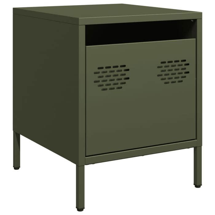 VidaXL Olive Green Bedside Table 35x39x43.5 Cm Steel, Cabinet, Side Cabinet, Phone Stand, Bedside Table, 851252