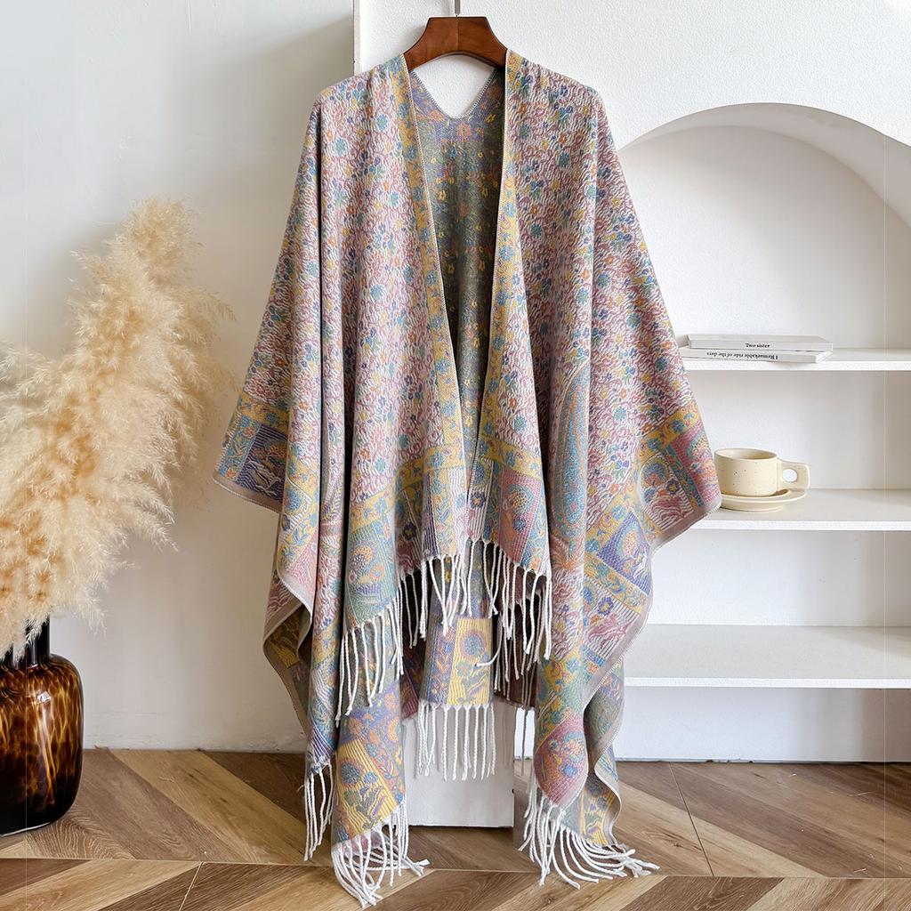 Winter Women Poncho Warm National Style Large Shawl Paisley Print Thickening Blanket Luxury Scarf Female Cloak Pashmina