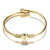 Stylish Women's Bracelet: Stainless Steel Peach Heart with Braided Cable and European-American 26 Letters Design