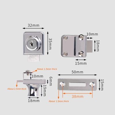 New Zinc Alloy Glass Door Lock Single/Double Door Security Cabinet Door Lock Punch-Free Hardware Cabinet Display Lock Cabinet