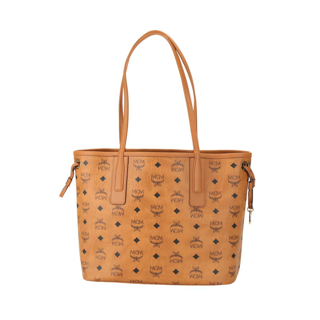 MCM Monogram Double-Sided Canvas And Leather Trimmed Tote Bag Women Tote Bags Brown Cognac MWPDSLR02CO001