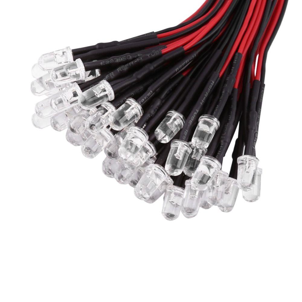 50PCS 5mm Pre Wired LED Diodes DC12V Red Blue Orange Slow Flashing DC12V LED Lights LED Light Emitting Diodes