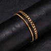 Hiphop 2pcs Stacked Chan Bracelets for Men Boys,Stainless Steel Cuban Chain Wristband,18/21/23CM