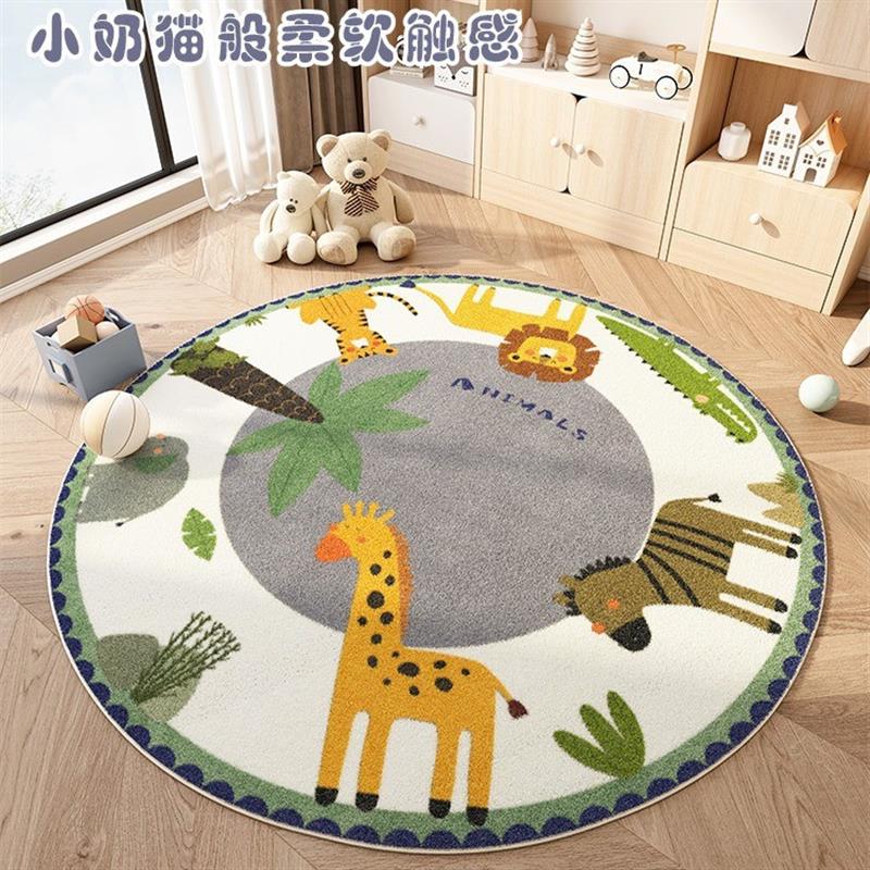 Cartoon Style Bedroom Decor Plush Carpet Home Fluffy Soft Floor Mat Cute Round Carpets for Living Room Thick Non-slip Lounge Rug