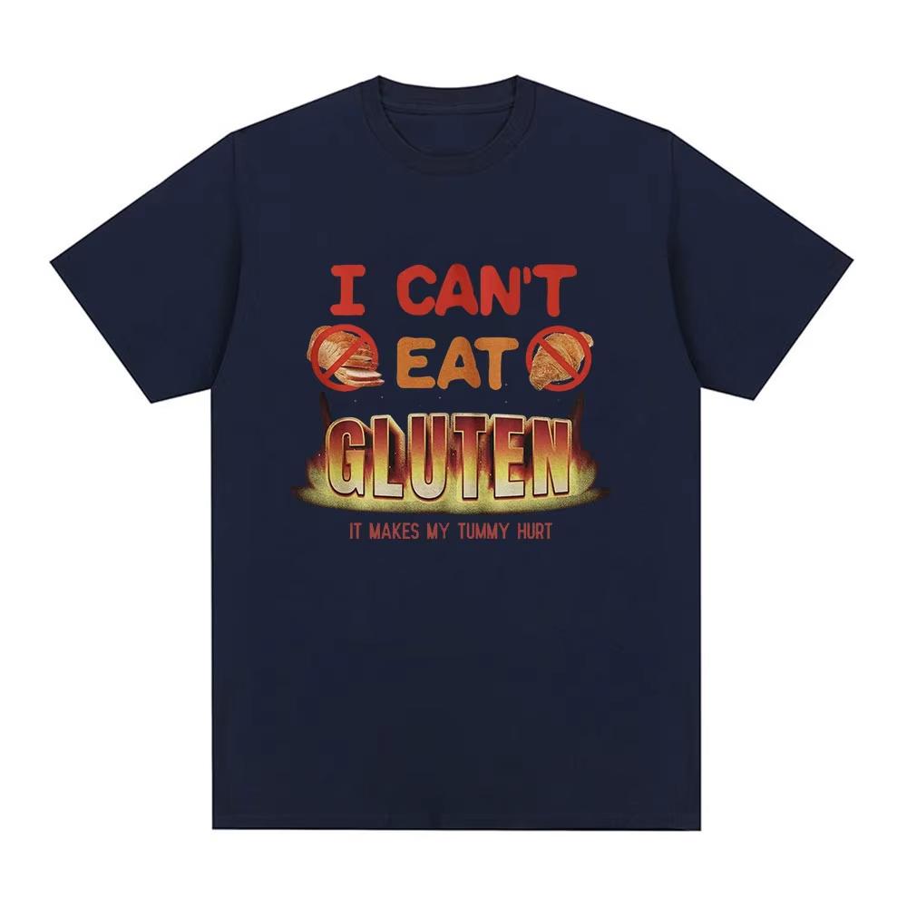 Ich kann kein Gluten essen, das macht mir Bauchschmerzen Meme T-Shirts Intoleranz Männer Frauen Baumwolle Lässig Rundhals Oversize T-Shirts Streetwear